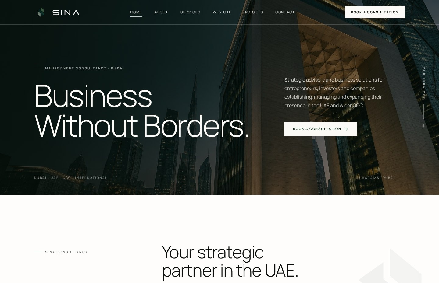 Sina Dubai Ventures website homepage
