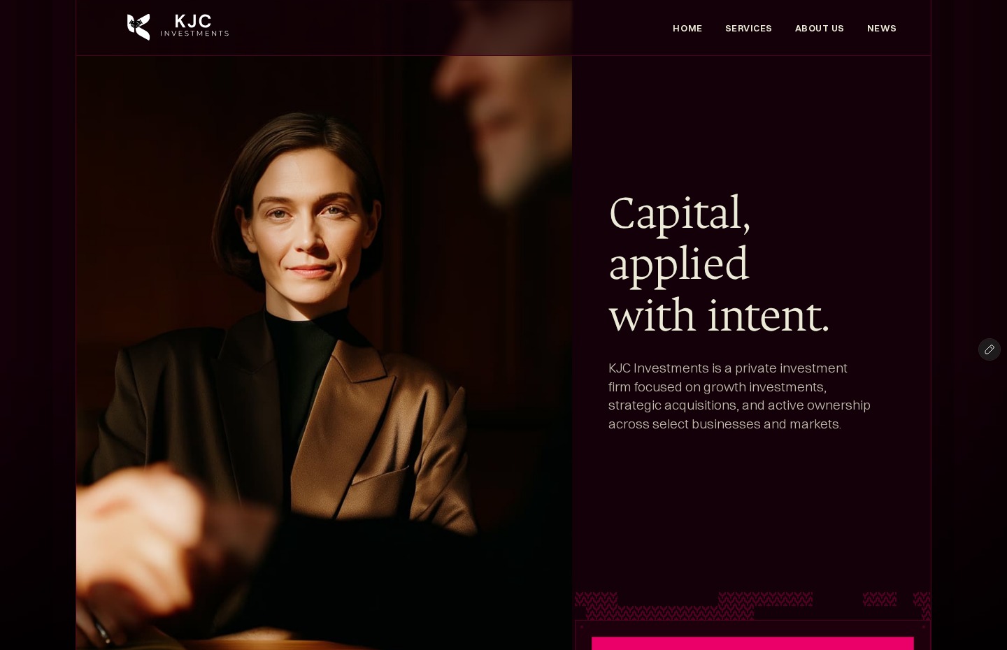 KJC Investments website homepage