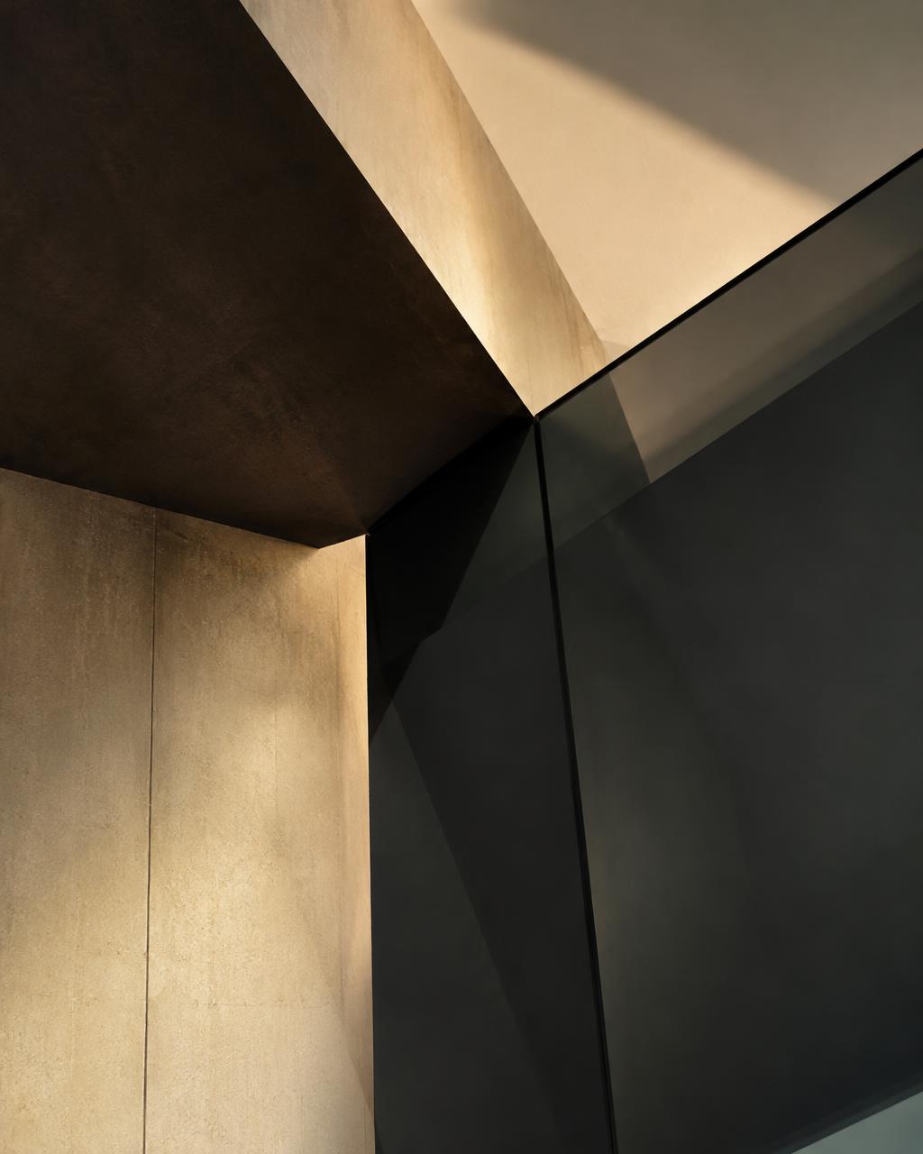 Architectural detail of a contemporary facade in soft light